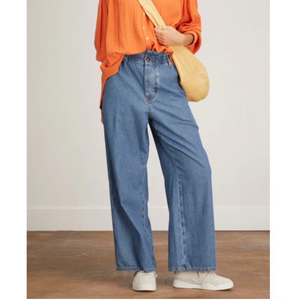 Xirena Cormick High Rise Wide Leg Button Fly Paperbag Denim Jeans Womens medium